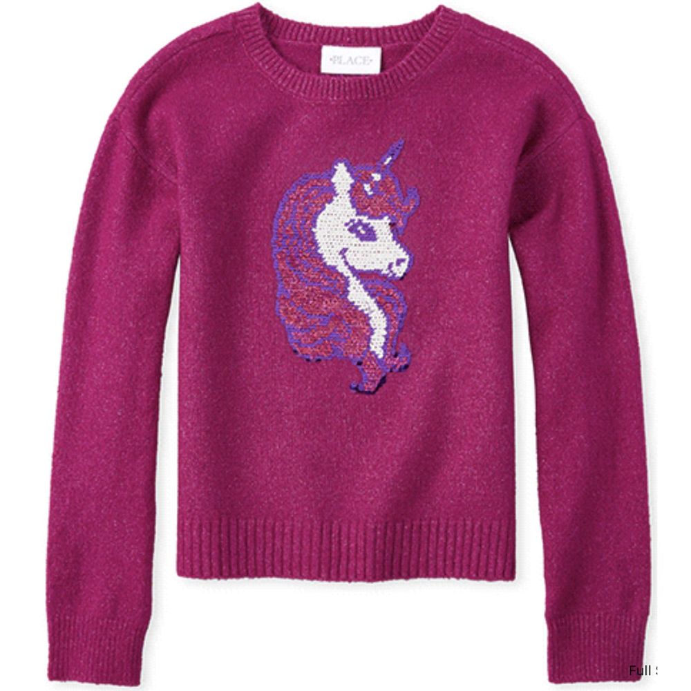 Girls Flip Sequin Unicorn Sweater (7/8)